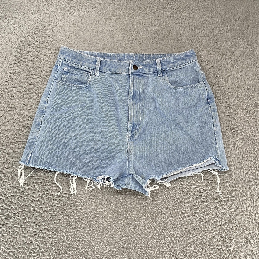 Lucy & Yak Denim Shorts Womens 32 High‎ Rise Light Wash Organic Cotton Y2K